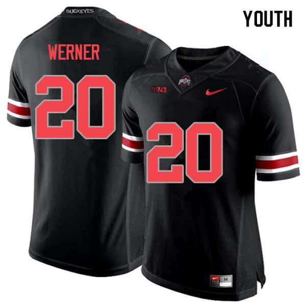 Ohio State Buckeyes #20 Pete Werner Youth Official Jersey Blackout OSU60275